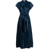 baruni robe longue drapée à design métallisé - bleu