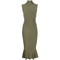 norma kamali robe mi-longue ajustée à boutonnière au col - vert