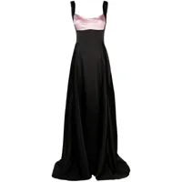 atu body couture robe longue satinée à design bicolore - noir