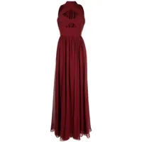 elie saab robe longue en soie à design sans manches - rouge