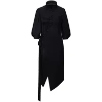 shanghai tang robe en soie à design portefeuille - noir