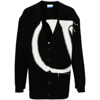 off-white cardigan en laine à logo intarsia - noir