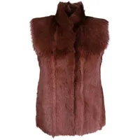 hermès pre-owned veste sans manches en fourrure - marron