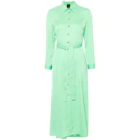 pinko robe mi-longue à taille ceinturée - vert