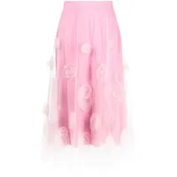 viktor & rolf jupe courte en tulle à appliques fleurs - rose
