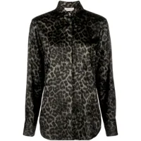 blanca vita chemise en satin à imprimé léopard - gris