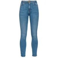 pinko jean skinny à taille ceinturée - bleu