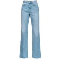 pinko jean droit à taille haute - bleu