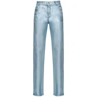 pinko jean droit à effet métallisé - bleu