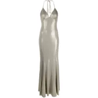 pinko robe longue drapée à design métallisé - tons neutres