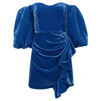 rhode robe adrian en velours à coupe courte - bleu