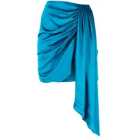 simkhai minijupe en satin mae à design drapé - bleu