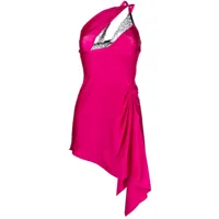 coperni robe courte asymétrique à fronces - rose
