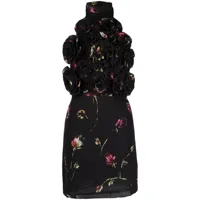 rotate birger christensen robe courte fleurie à dos-nu - noir