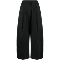 amomento pantalon two tuck à coupe ample - noir