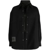 izzue chemise boutonnée à patch logo - noir