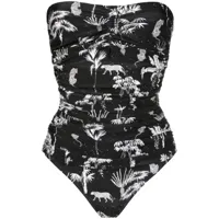 lygia & nanny bikini sans bretelles melissa à imprimé graphique - noir