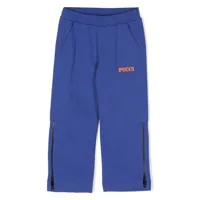 pucci junior pantalon de jogging à logo appliqué - bleu