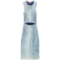 diesel robe mi-longue m-taryn en maille nervurée - bleu
