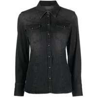 dondup chemise en coton à plaque logo - noir