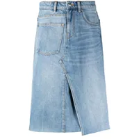 tory burch jupe en jean deconstructed à taille haute - bleu