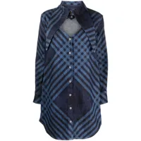 vivienne westwood robe-chemise en jean ceinturée à carreaux - bleu