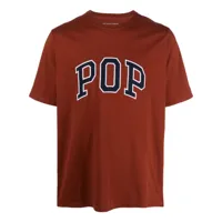 pop trading company t-shirt en coton à logo appliqué - rouge