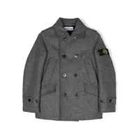 stone island junior manteau croisé à patch logo - gris