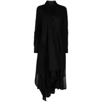 yohji yamamoto robe mi-longue muslin à design drapé - noir