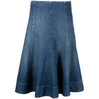 khaite jupe en jean lennox à coupe évasée - bleu