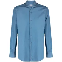 mazzarelli chemise en coton à boutonnière - bleu