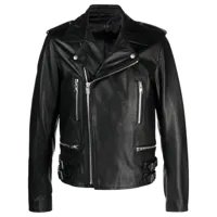 iro veste de moto en cuir à fermeture zippée - noir