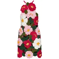 oscar de la renta robe courte camellia en crochet - rose