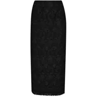 oscar de la renta jupe crayon en tweed à broderies - noir