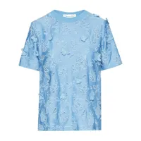 oscar de la renta t-shirt gardenia en guipure - bleu