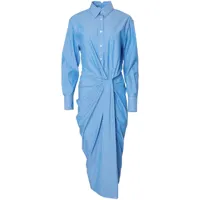 carolina herrera robe-chemise torsadée à rayures - bleu