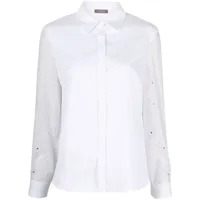 peserico chemise en coton à ornements strassés - blanc