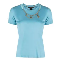 louis vuitton pre-owned t-shirt en coton à détail de collier - bleu