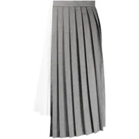 sacai jupe plissée bicolore à design asymétrique - gris