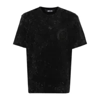 just cavalli t-shirt en coton à logo imprimé - noir