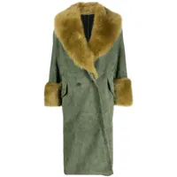 salvatore santoro manteau à détails en fourrure artificielle - vert