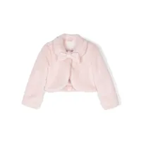 lapin house veste en fourrure artificielle à détail de nœud - rose