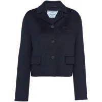 prada veste zippée à logo brodé - bleu