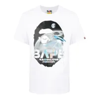 a bathing ape® t-shirt moon photo en coton - blanc