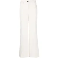 lorena antoniazzi pantalon ample côtelé à taille haute - blanc