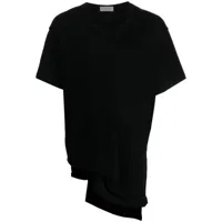 yohji yamamoto t-shirt en coton à ourlet asymétrique - noir