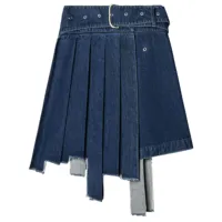 off-white jupe en jean asymétrique à plis - bleu