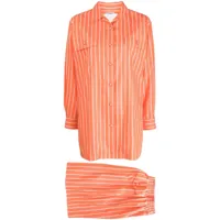 chanel pre-owned ensemble chemise-short à imprimé graphique (années 1990-2000) - orange