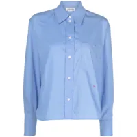 victoria beckham chemise en coton à logo brodé - bleu