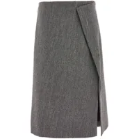 ferragamo minijupe en tweed à design portefeuille - gris